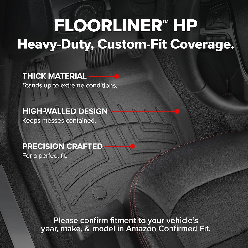 WeatherTech FloorLiner HP Custom Fit Floor Mats for Toyota Tundra, Sequoia - 1st Row (444081IM), Black