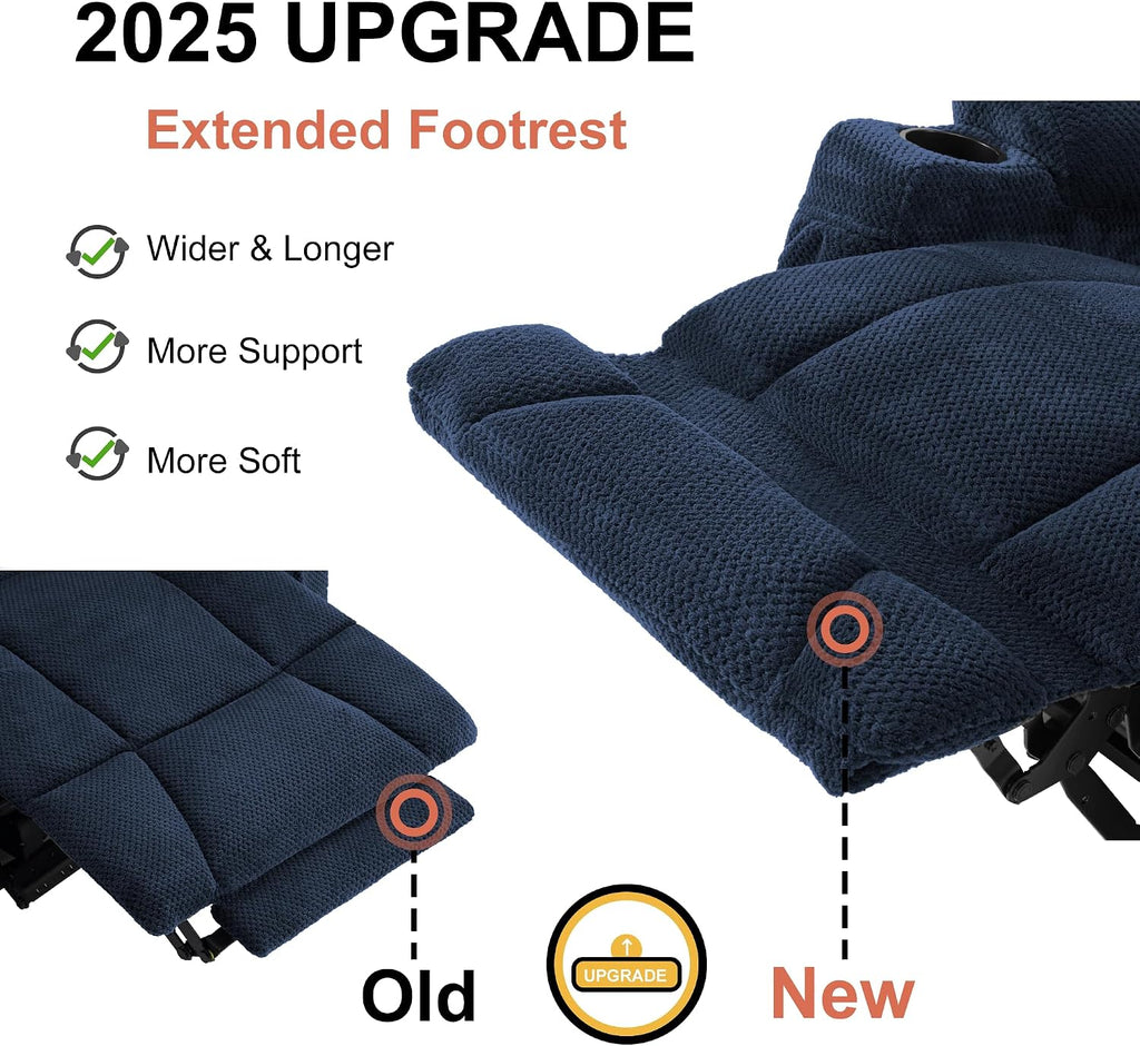 MCombo Zero Gravity Power Loveseat Sofa, Heat and Massage, Reclining Loveseat for Living Room, Fabric 6035SET (Navy Blue, Loveseat)