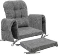 SINOSSO Glider Rocker Cushion Set (5 Pcs), Soft Blended Fabric High-Density Support Foam Seat Cushions with Ties, Fits Rocking Chair/Nursery Glider & Ottoman, Light Gray