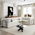 Merax L-Shaped Modular Sofa Bed in Corduroy Fabric, Convertible Sleeper Sofa Bed, 4 Seat Floor Couch for Living Rooms and Apartments, No Assembly Required, Beige