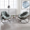 Deolme Large Papasan Rocking Chair Set of 2 with Cushion, Oversized Comfy Reading Chair Lounging Indoor Outdoor Rocker for Front Porch Backyard Bedroom Living Room Egg Chair Rattan (Green Teddy)