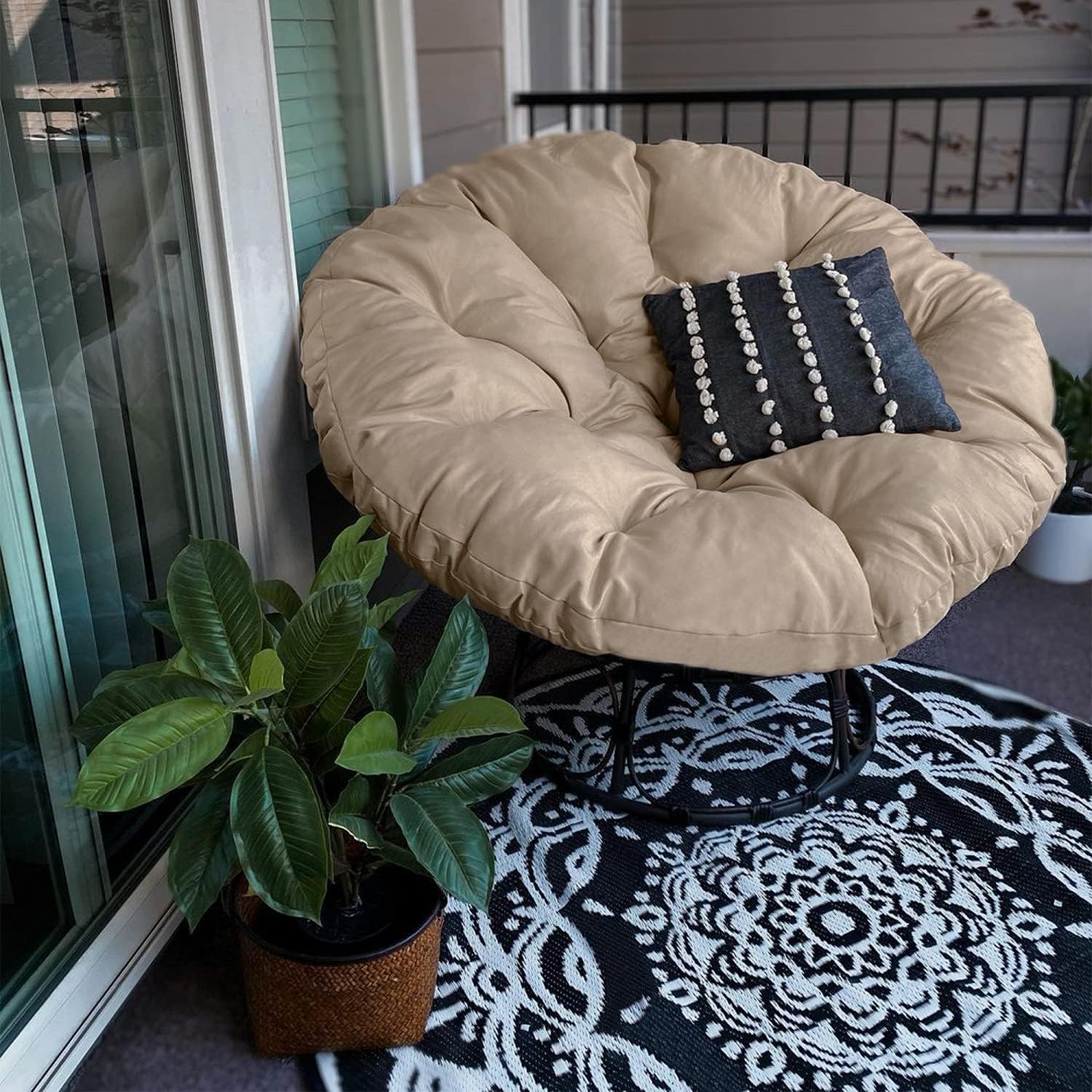 Classic Accessories Montlake Water-Resistant 50 Inch Papasan Cushion, Antique Beige, Outdoor Papasan Cushion