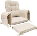 SINOSSO Glider Rocker Cushion Set (5 Pcs), Soft Blended Fabric High-Density Support Foam Seat Cushions with Ties, Fits Rocking Chair/Nursery Glider & Ottoman, Beige
