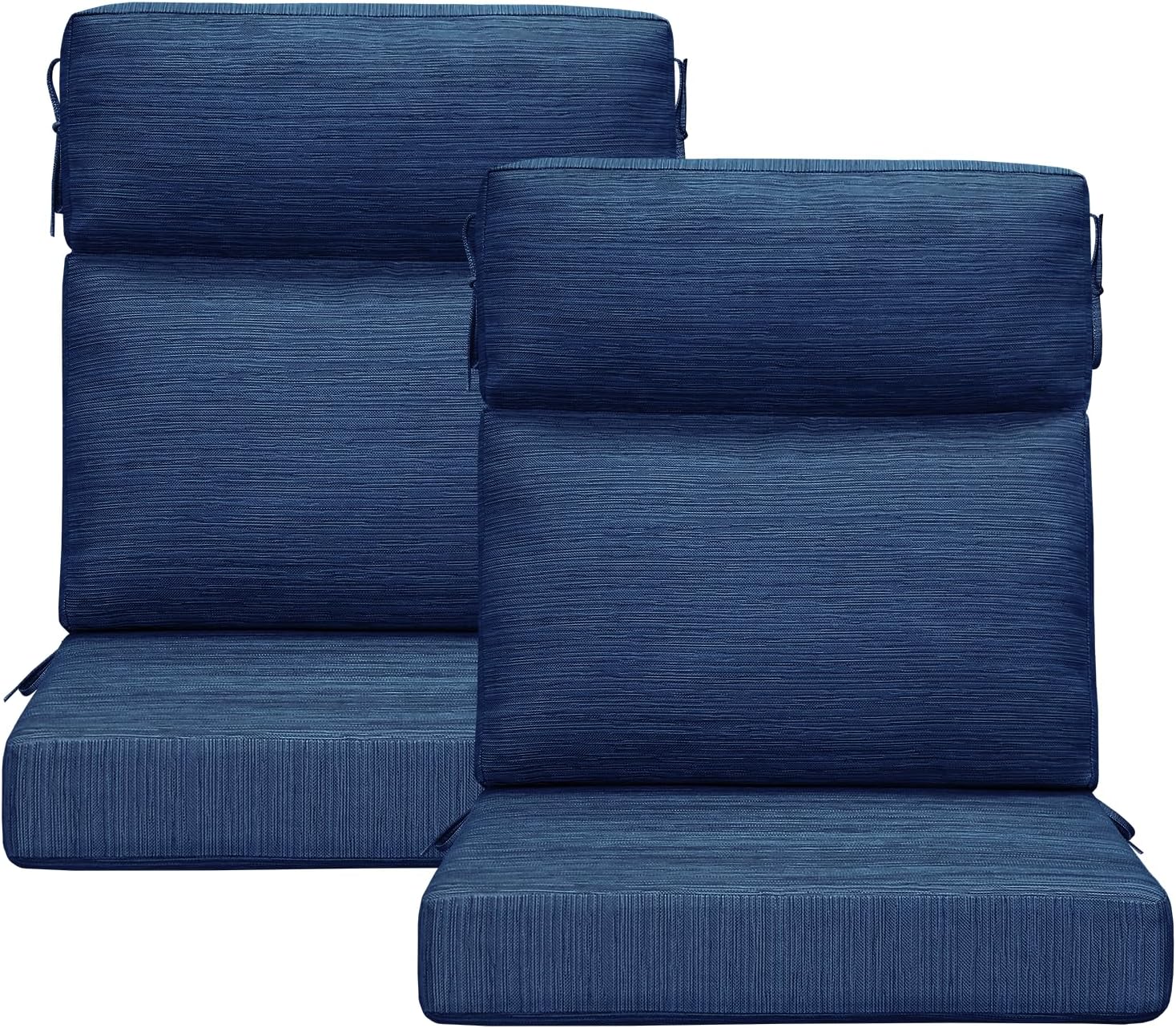 Outdoor High Back Chair Cushion, 2 Pack 44x21 inches Patio Chair Cushions Water Repellent Rocking Cushions Indoor Furniture Seat Pad, Navy