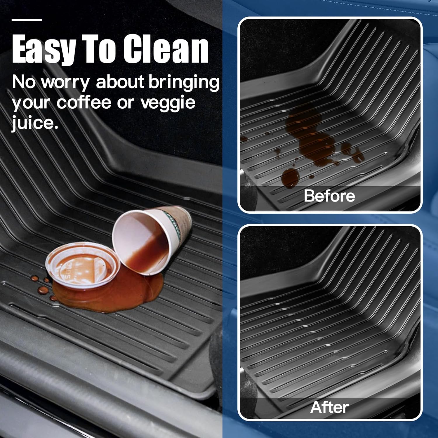 DEDC 6PCS Compatible with Tesla Model Y Floor Mat Full Set Mats Heavy Duty All-Weather Waterproof Protect Cargo Liner Accessories Fit for 5-Seater Model Y 2020-2024