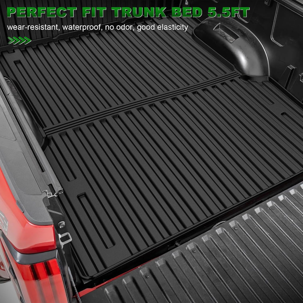 AOMSAZTO Floor Mats for 2022-2026 Toyota Tundra/Tundra Hybrid (Only CrewMax Cab) 5.5FT Truck Bed Mat - All Weather Protection Floor Liners & Bed Liner Set Accessories