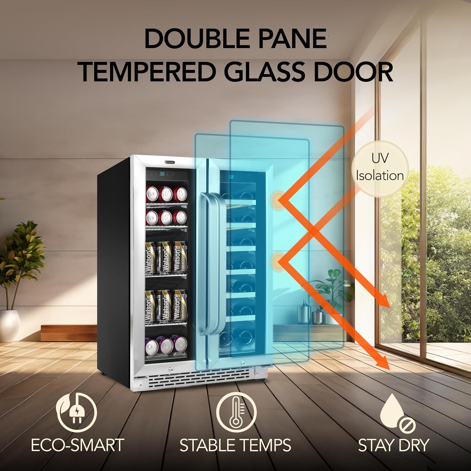Whynter BWB-2060FDSa 24″ Built-in French Door Dual Zone 20 Bottle Wine Refrigerator 60 Can Beverage Center, Stainless Steel