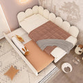 Merax Modern Upholstered Sofa Day Bed with Trundle Bed, Floor Platform Bed Frame with Headboard, No Box Spring Needed/Easy Assemble Twin, Beige