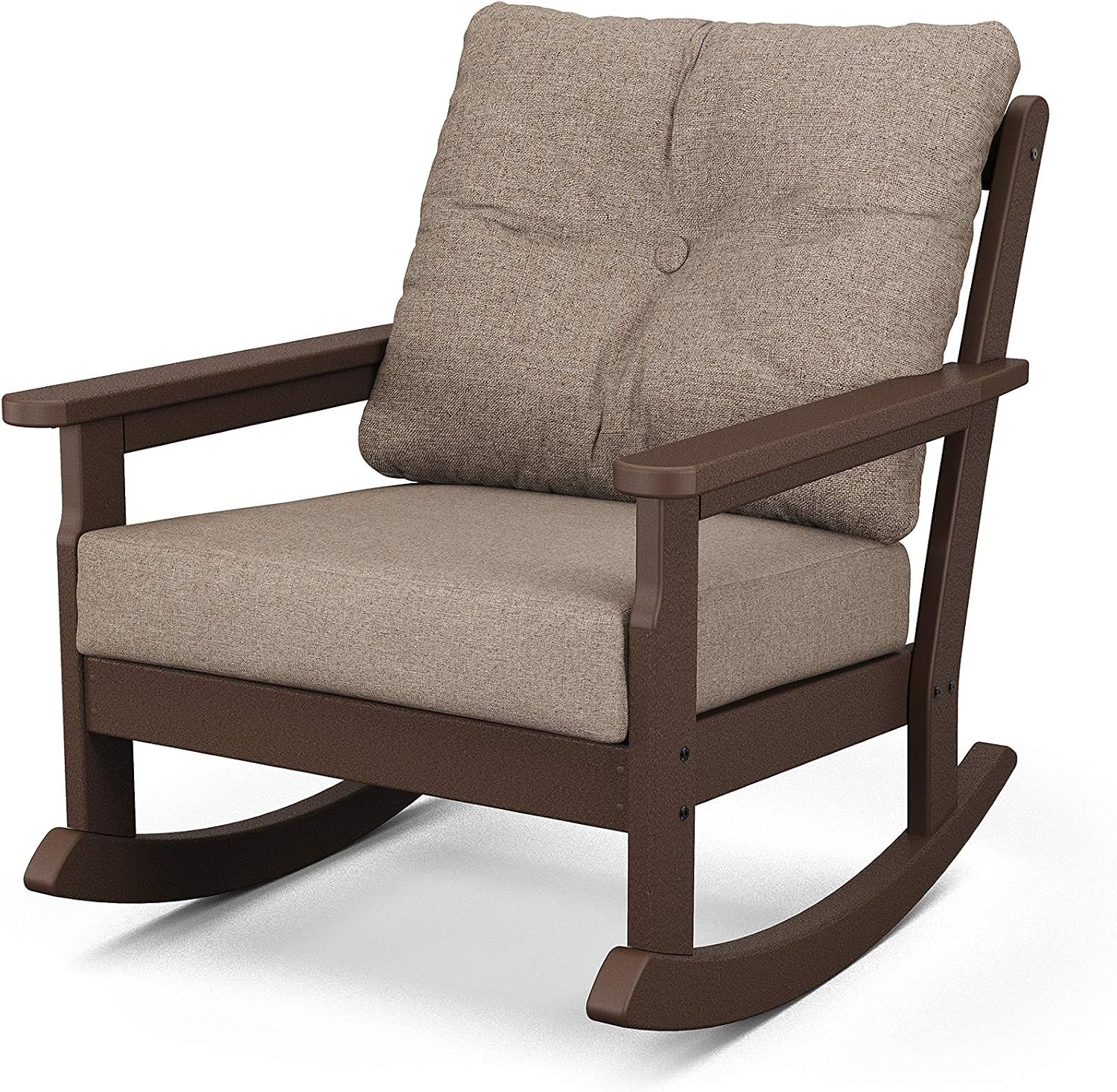 Polywood® Vineyard Deep Seating Rocking Chair in Mahogany/Spiced Burlap