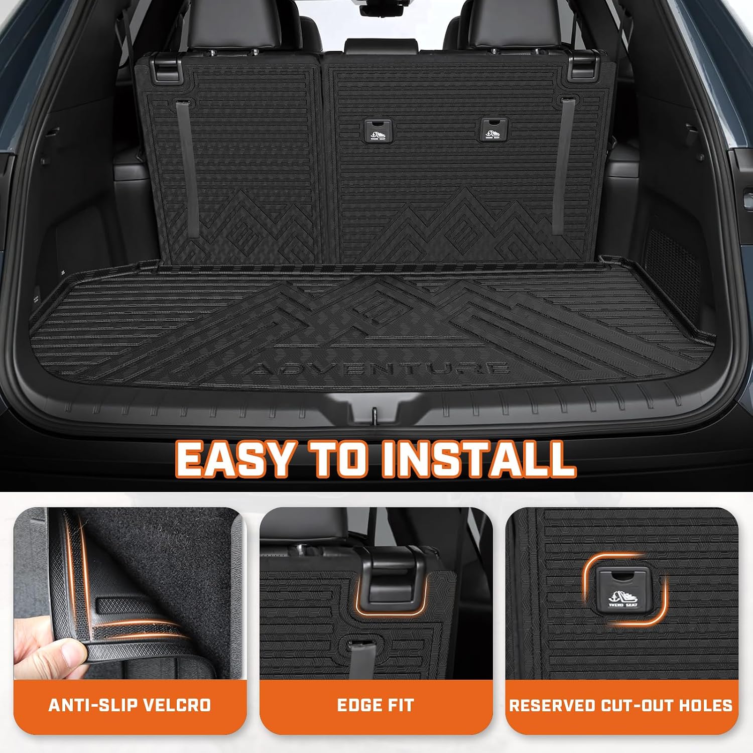 Mixsuper Floor Mat & Cargo Liner for Toyota Grand Highlander 2024-2026(7/8 Seats),All Weather Floor Liner with Backrest Protectors and Rear Door sill Trim Highlander Accessories,Full Set Car Mats