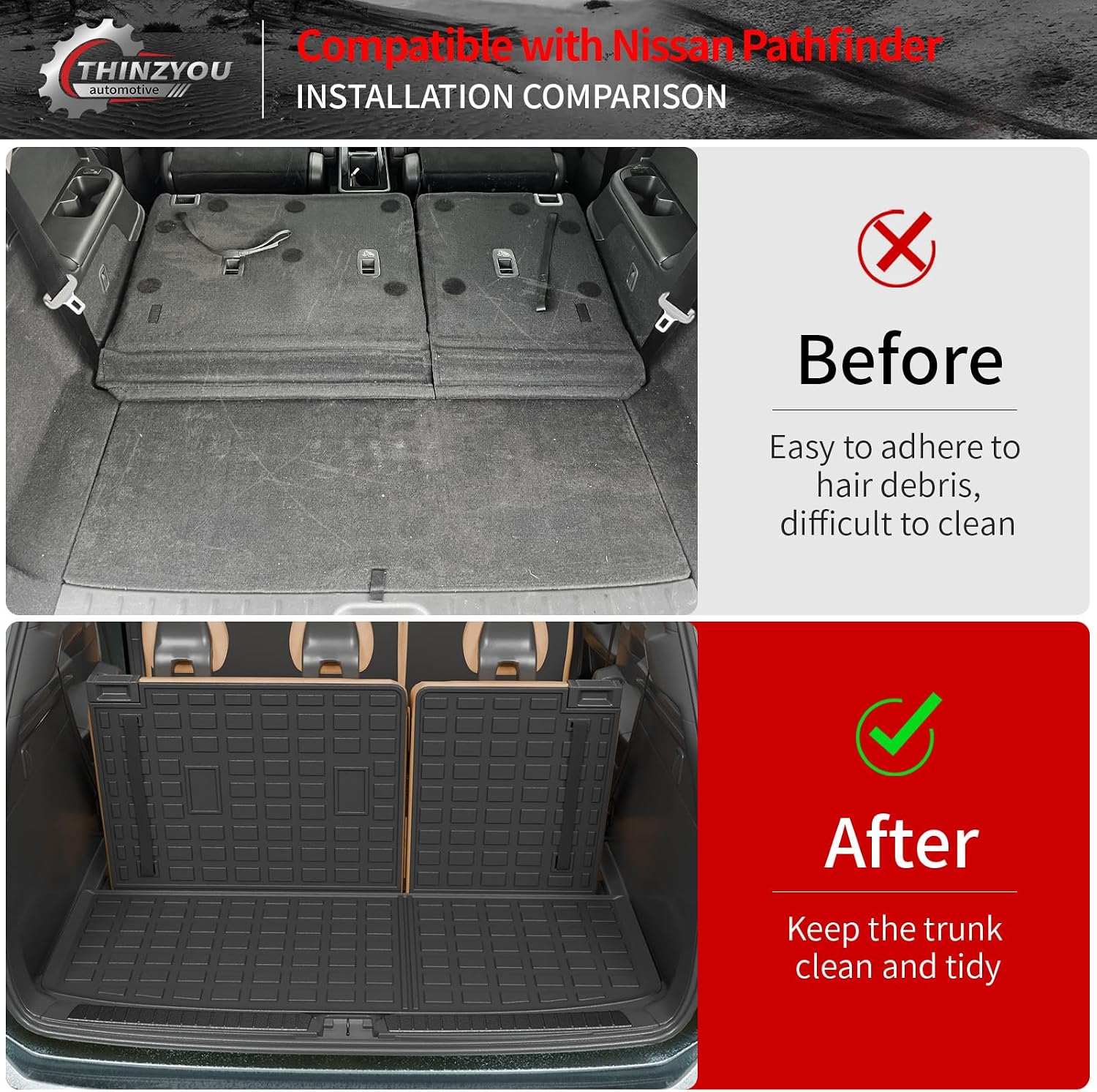 Floor Mats Compatible with 2022-2025 2026 Nissan Pathfinder 7&8 Seats Cargo Mat Cargo Liner TPE Back Seat Cover Protector 2024 Pathfinder Accessories (Trunk Mat with Backrest Mat+Floor Mats)
