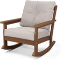 Polywood® Vineyard Deep Seating Rocking Chair in Teak/Dune Burlap
