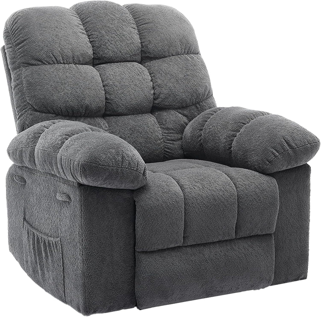 Manual Recliner Chair, Oversized Recliner for Adults with Extra Wide Arm and Back, Lazy Boy Recliner with Side Pockets, Comfy Breathable Fabric Large Nursery Rocking Chair for Living Room Bedroom