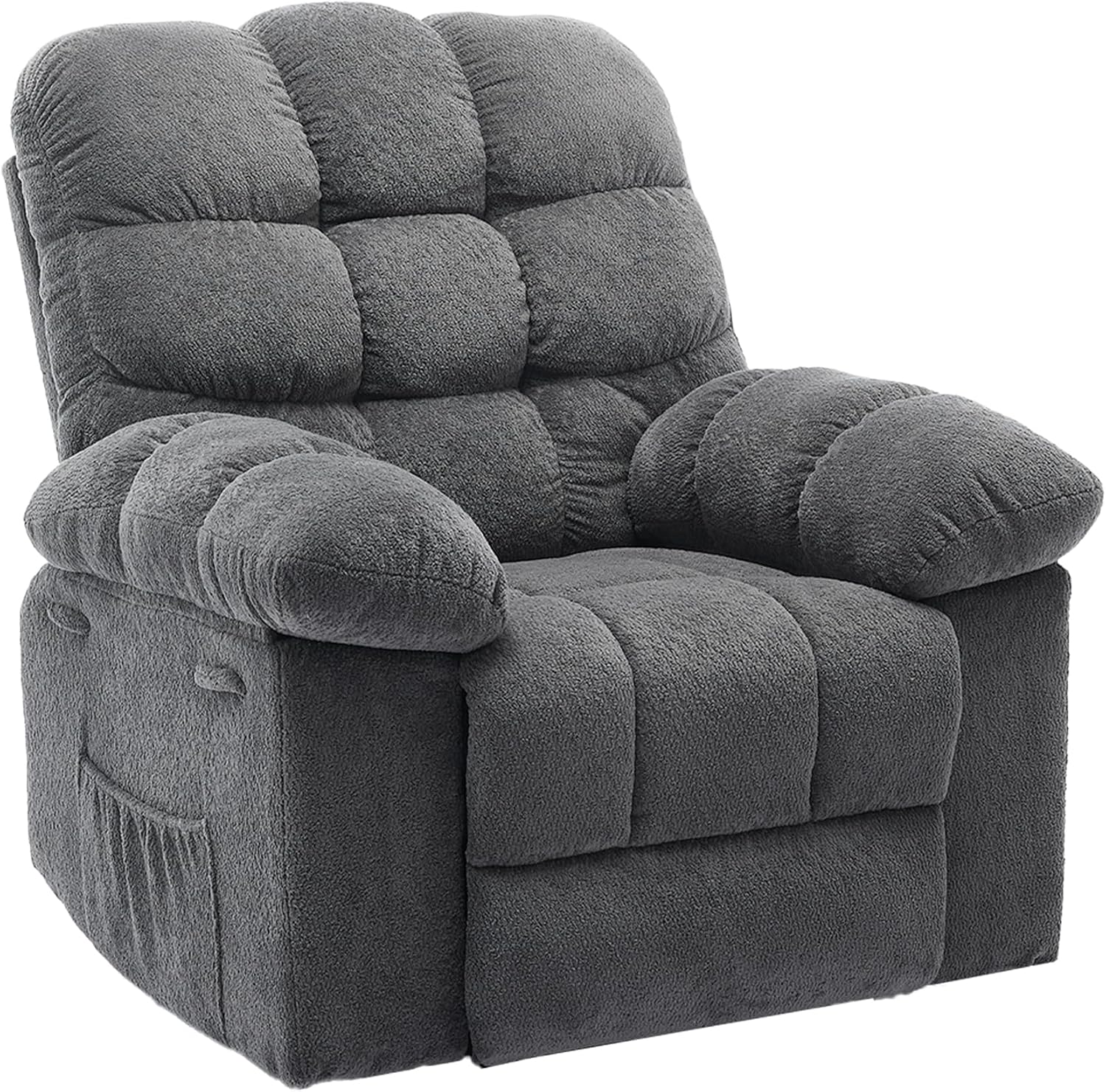 Manual Recliner Chair, Oversized Recliner for Adults with Extra Wide Arm and Back, Lazy Boy Recliner with Side Pockets, Comfy Breathable Fabric Large Nursery Rocking Chair for Living Room Bedroom
