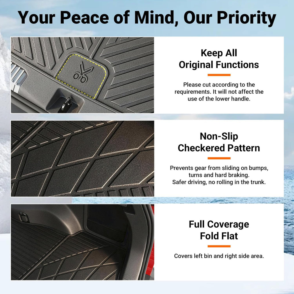 powoq Floor Mat Compatible with 2026 Toyota RAV4 Floor Liner (NOT for PHEV/Subwoofer) TPE Backrest Trunk Mat Replacement for 2026 Toyota RAV4 Accessories (Trunk Mat+Backrest Mat+Floor Mats)