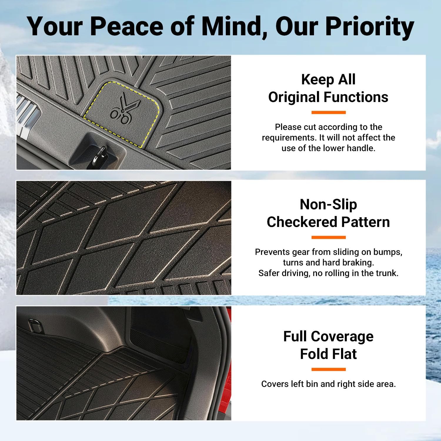 powoq Floor Mat Compatible with 2026 Toyota RAV4 Floor Liner (NOT for PHEV/Subwoofer) TPE Backrest Trunk Mat Replacement for 2026 Toyota RAV4 Accessories (Trunk Mat+Backrest Mat+Floor Mats)