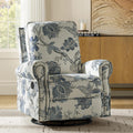HULALA Home Modern Rocker Recliner, Printed Fabric Swivel Glider with Adjustable Backrest & Footrest, JEACOBEAN