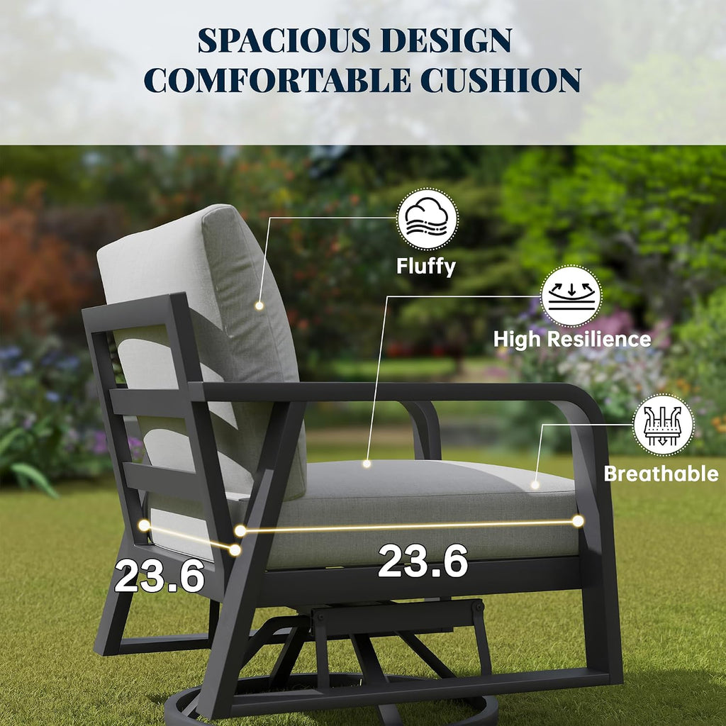 SUGOLD Aluminum Outdoor Swivel Rocking Chairs 2 Piece Set，Swivel Patio Chairs for Porch Deck Balcony Garden (Dark Grey)