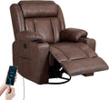 LAFWELL Retro Rocking Recliner Chair, Massage Rocker Recliner Chair with Vibration Massage and Heat, USB and Type-C Ports,360° Swivel Chairs,Living Room, Bedroom, Nursery, RV, Brown