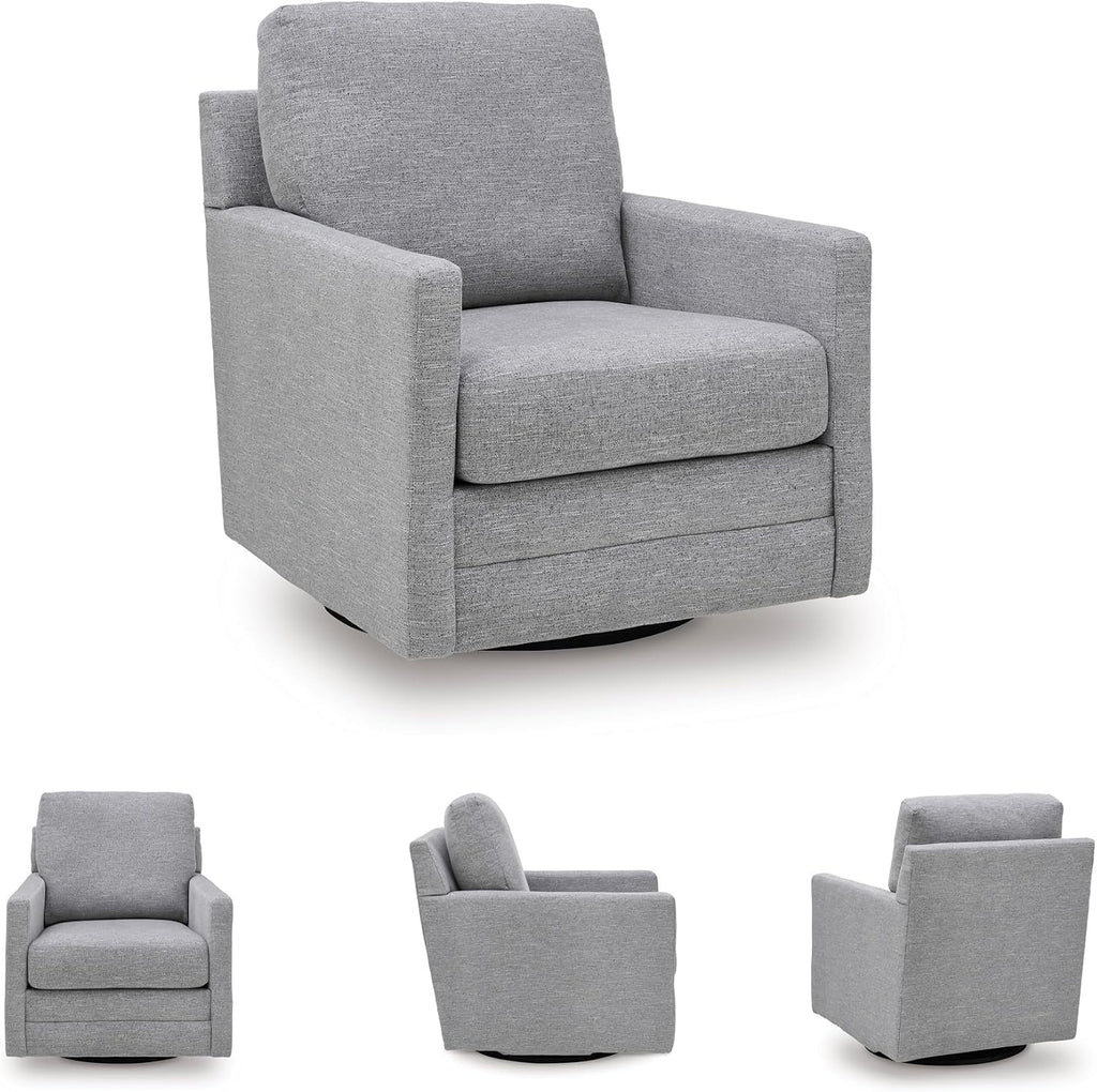 Signature Design by Ashley Freybourne Next-Gen Nuvella Casual Stain Resistant Swivel Accent Chair with Reversible Cushions, Light Gray