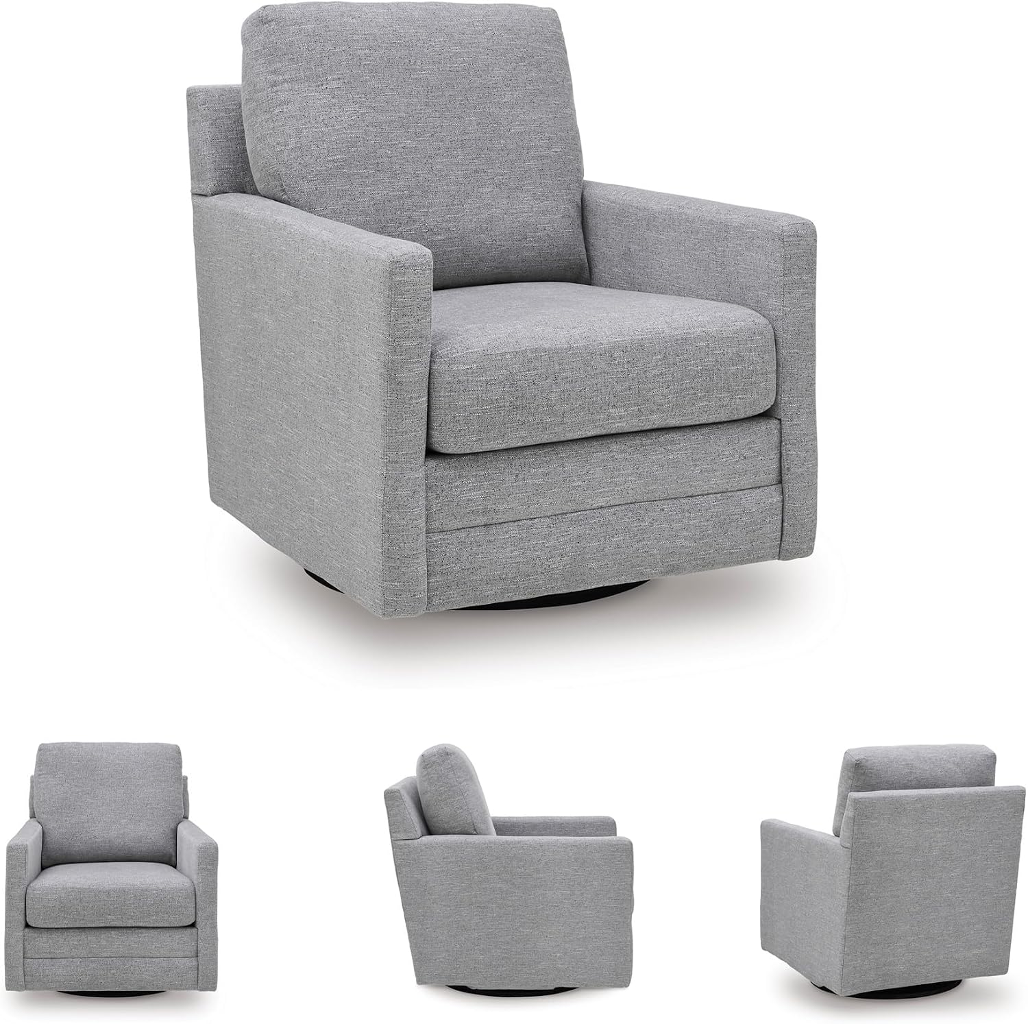 Signature Design by Ashley Freybourne Next-Gen Nuvella Casual Stain Resistant Swivel Accent Chair with Reversible Cushions, Light Gray
