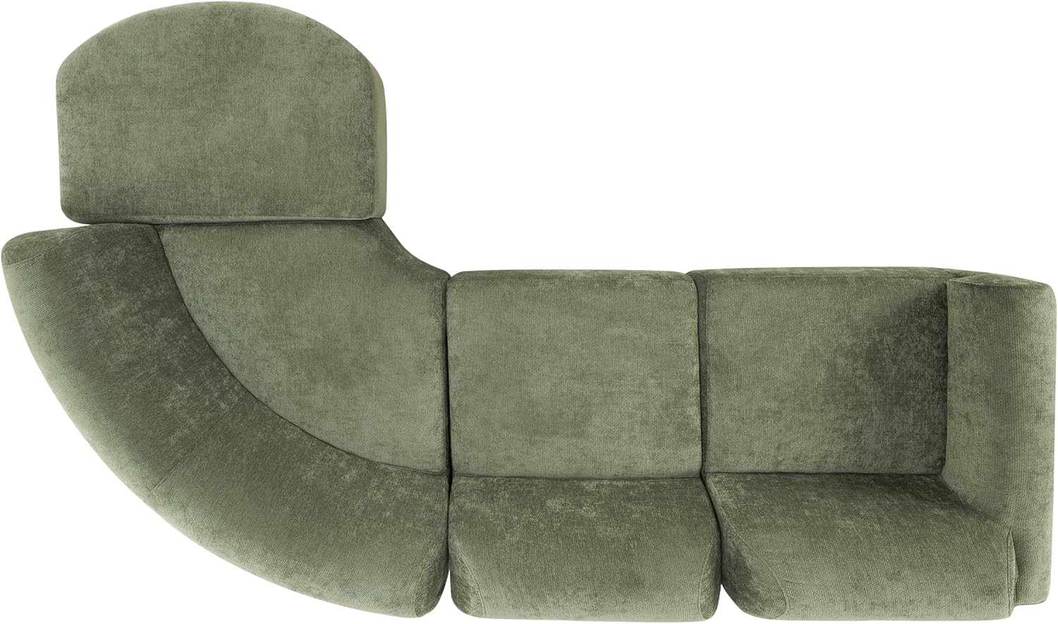 Merax Modern Curved Sectional Sofa with Ottoman, Couch 4-Piece Set High-Density Compressed Sponge, Fully Assembled, Right Hand Facing, Plush Deep Seat for Living Room, Lounge, Apartment, Green