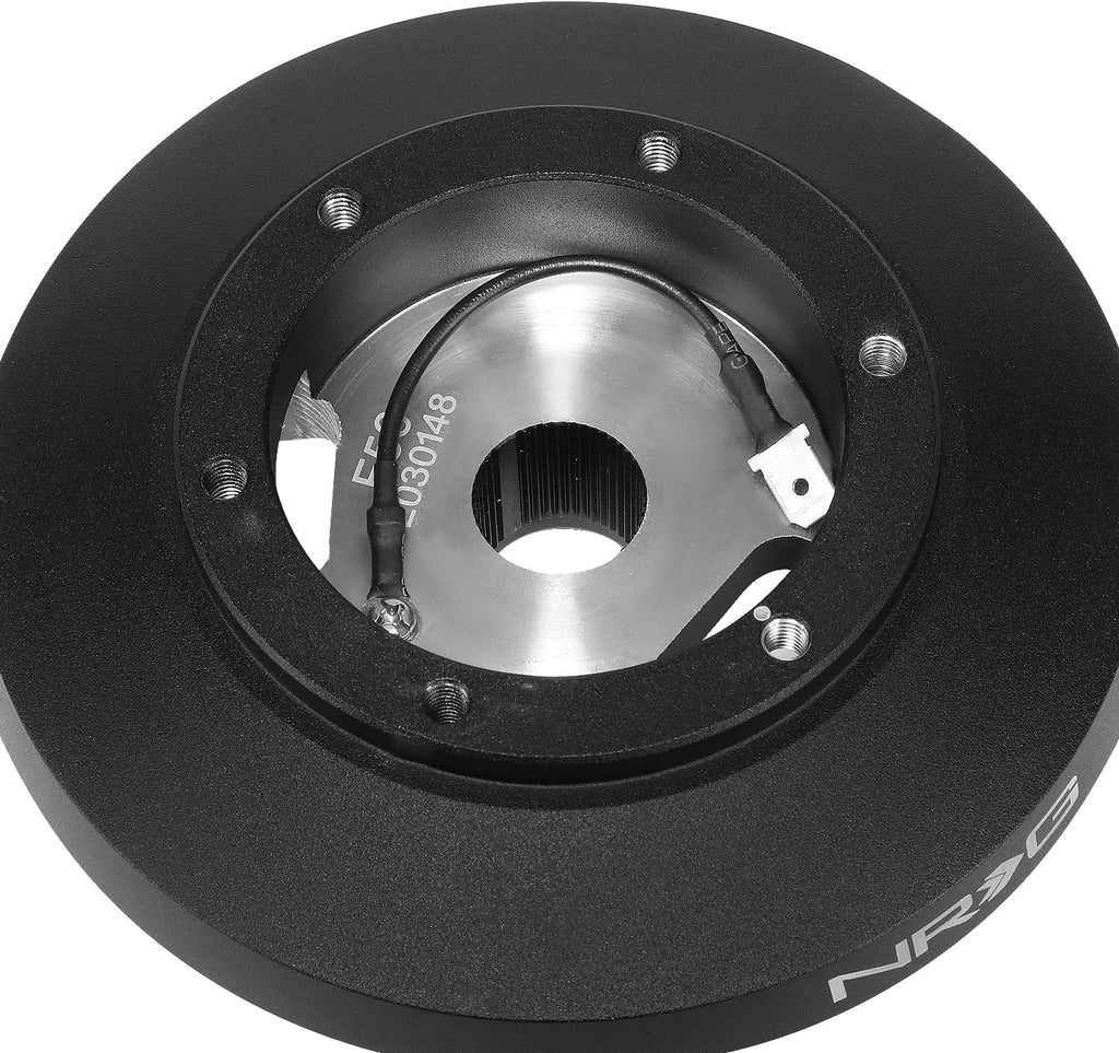 NRG Innovations Racing Style Steering Wheel Short Hub, Lockable Aluminum Steering Shaft, 6x70mm Bolt Pattern Quick Release Adapter Unit, Compatible With 13+ Mini Cooper Gen3, Black, NRG-SRK-F56H