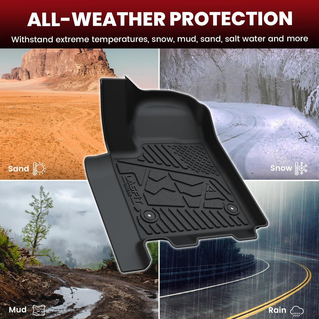 LASFIT Floor Mats for Chevrolet Chevy Silverado EV & GMC Sierra EV 2024-2026 (Fit Multi-Flex Midgate, Not Fit Without Multi-Flew Midgate), All Weather TPE Custom Fit Floor Liners