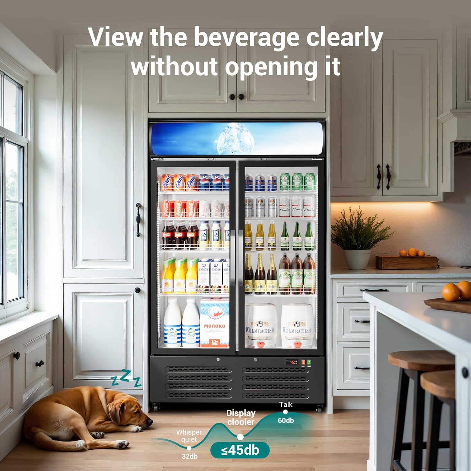 ETL & DOE Certified Commercial Beverage Refrigerator, Commercial Display Fridge with Glass Door, Upright Merchandiser Refrigerator Cooler with Front LED Light for Stores, Restaurant, Office