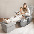 MAMAZING Lullabud Nursery Rocking Chair Glider with Ottoman for Breastfeeding, Upholstered Nursing Chair with Removable Cover, Reading Chair for Bedroom, Living Room(Grey/Grey)
