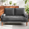 Vesgantti Loveseat Sofa with Solid Wood Legs, Small Corduroy Couches for Small Spaces, Mid Century Modern Love Seat for Living Room, Bedroom, Easy Assembly with Throw Pillow, Grey