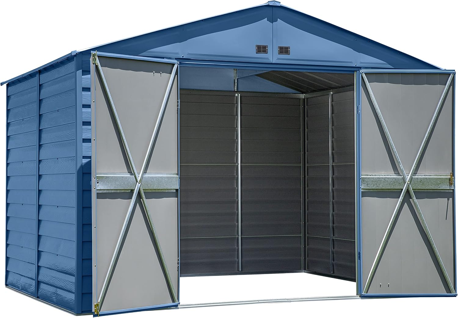 Arrow Select 10' x 8' Outdoor Lockable Steel Storage Shed Building, Blue Grey
