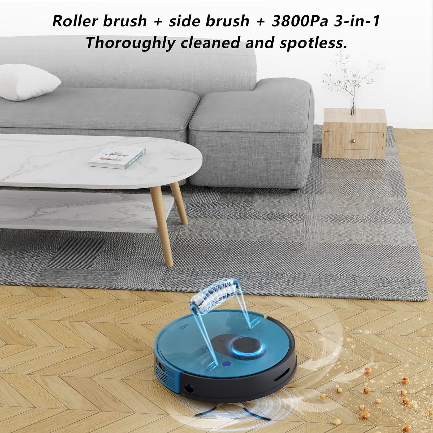 OKP Robot Vacuum L1 – 4000Pa Ultra Suction, LiDAR Mapping, Self-Cleaning Brush, WiFi/App/Alexa Control, 52dB Quiet, Ideal for Pet Hair, Carpets & Hard Floors