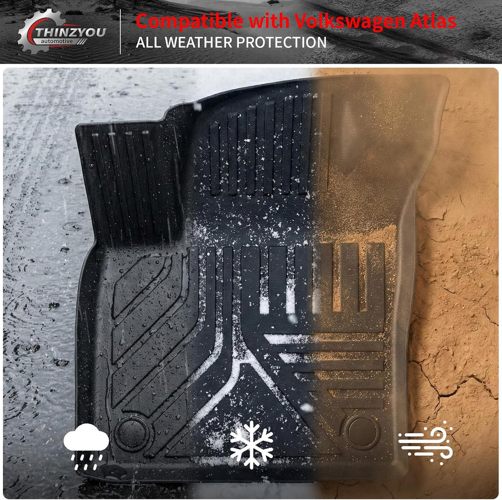 Floor Mats Compatible with 2018-2025 2026 Volkswagen Atlas (NOT for Cross Sport) Cargo Mat Cargo Liner Back Seat Cover 2024 VW Atlas Accessories (Trunk Mat with Backrest Mat+Floor Mats)