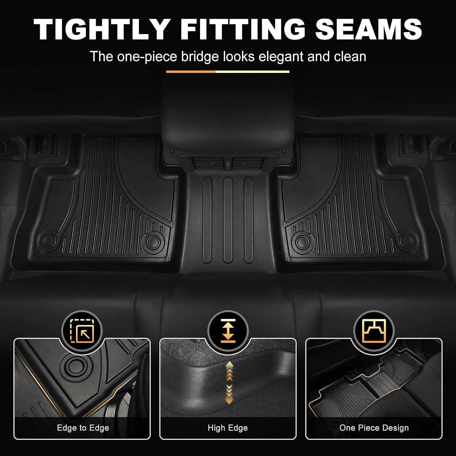 Floor Mats for Toyota Highlander 2020-2026 7 Seats - All Weather Floor Liners and Cargo Mat with Seatback Protector Highlander Accessories