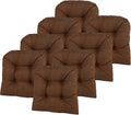 Klear Vu Gripper Overstuffed Universal Non-Slip Dining Chair Cushions for Kitchen Decor or Office Use, U-Shaped Skid-Proof Seat Pad, 15x15 Inches, 8 Count (Pack of 1), Waffle Brown
