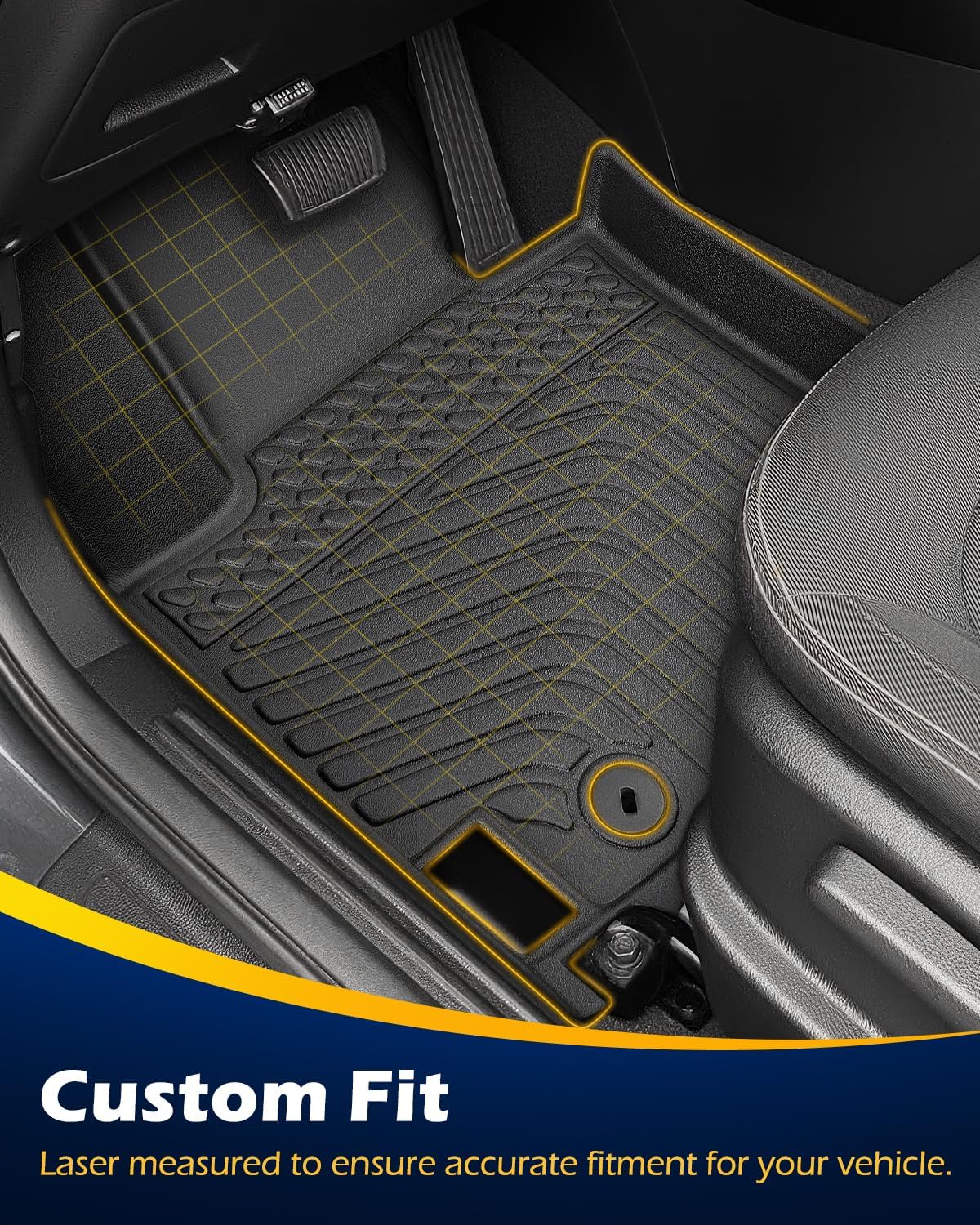 Floor Mats for Kia Soul 2014-2019: 4 PCS All Weather Cargo Liner Custom Fit for Soul (Not for Hybrid) 2014 2015 2016 2017 2018 2019, TPE Rubber Carpet Trunk Rugs Interior Protection Accessories