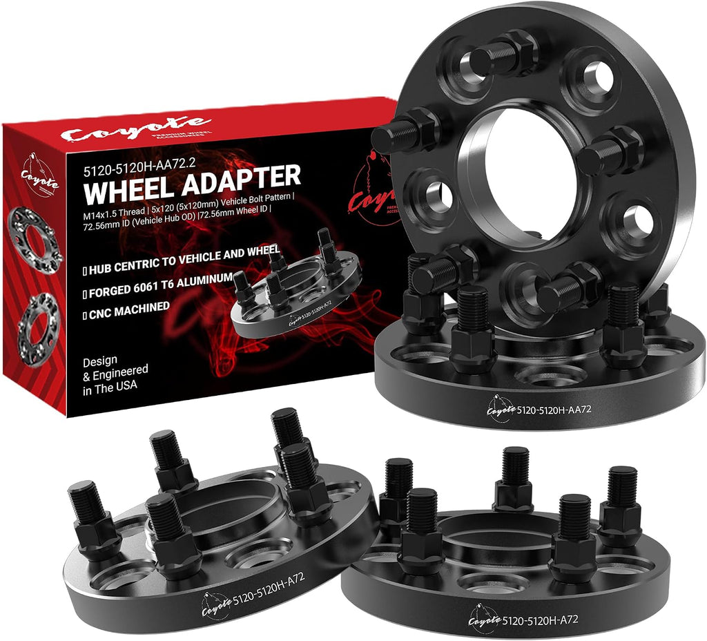 Wheel Accessories Parts 4 Pcs Hub Centric Wheel Spacers 5 on 120mm 5x120mm 20mm Thick 72.56mm Hub M14x1.5 14x1.5 Thread Stud Fits Land Rover Discovery LR3 LR4 2003-22 Range Rover