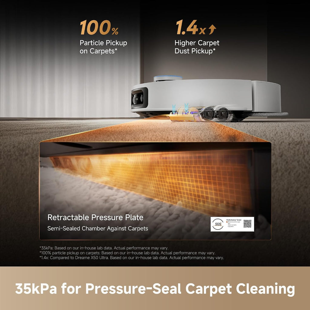 DREAME X60 Max Ultra Complete Robot Vacuum and Mop, Ultra-Thin Design, 35,000Pa Suction, Self Emptying&Refilling, Mop Self-Cleaning, 280+ Obstacle Avoidance, White