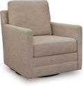 Signature Design by Ashley Freybourne Next-Gen Nuvella Casual Stain Resistant Swivel Accent Chair with Reversible Cushions, Light Brown