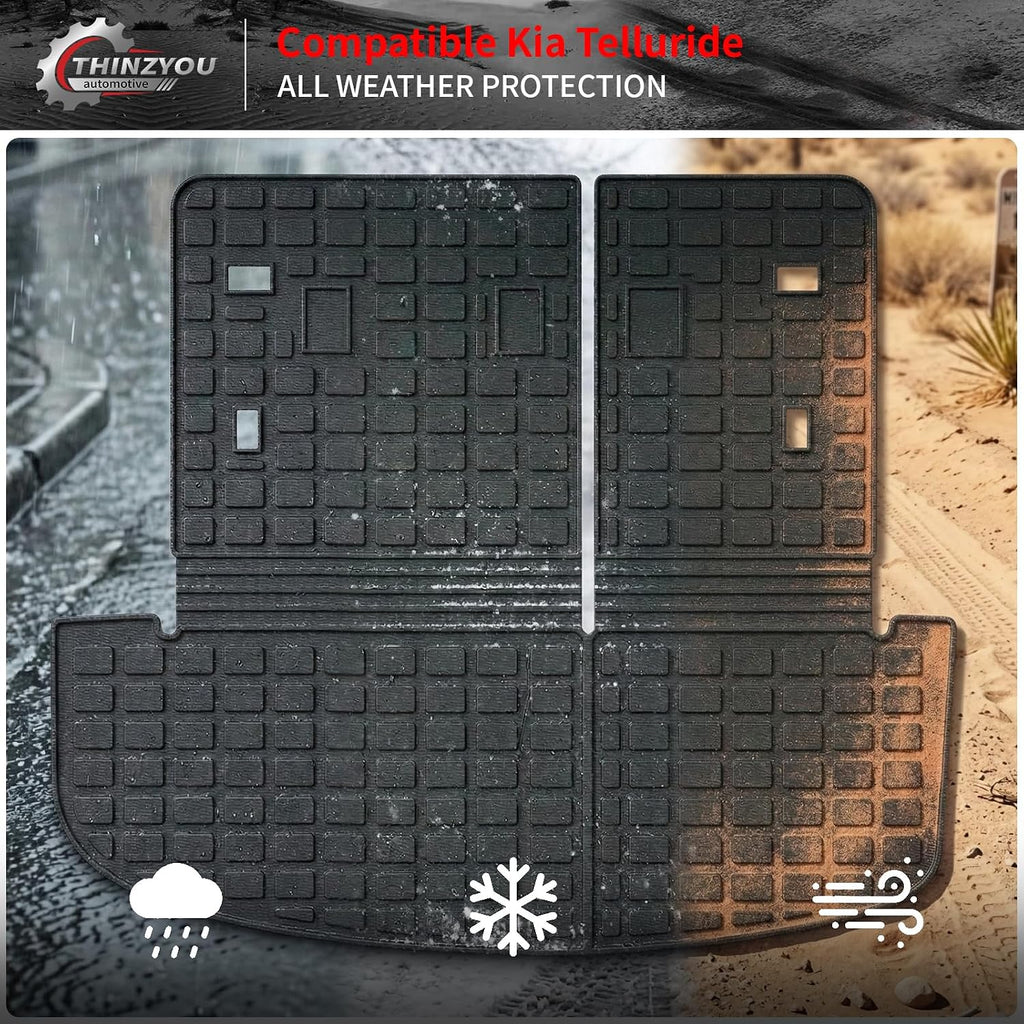 Floor Mats Compatible with 2020-2025 Kia Telluride 7&8 Seats (NOT for 2027) Cargo Mat Cargo Liner Back Seat Cover 2024 Telluride Accessories (Trunk Mat with Backrest Mats+Floor Mats)