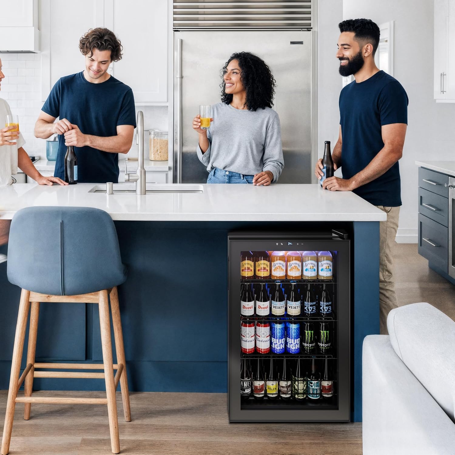Yeego Beverage Refrigerator Cooler, 155 Cans Mini Fridge with Glass Door Beverage Fridge with Adjustable Shelves for Soda Beer or Wine, Beverage Cooler with Digital Temperature Control for Home Office