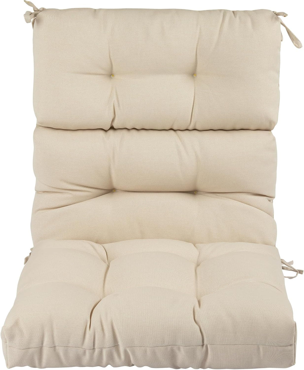 Magpie Fabrics Indoor Outdoor Tufted High Back Chair Cushion Set of 2, Waterproof All-Weather Deep Seating Rocking Chair Patio Chaise Lounge Sun Lounger Chair Cushions(Recycled Cream White)