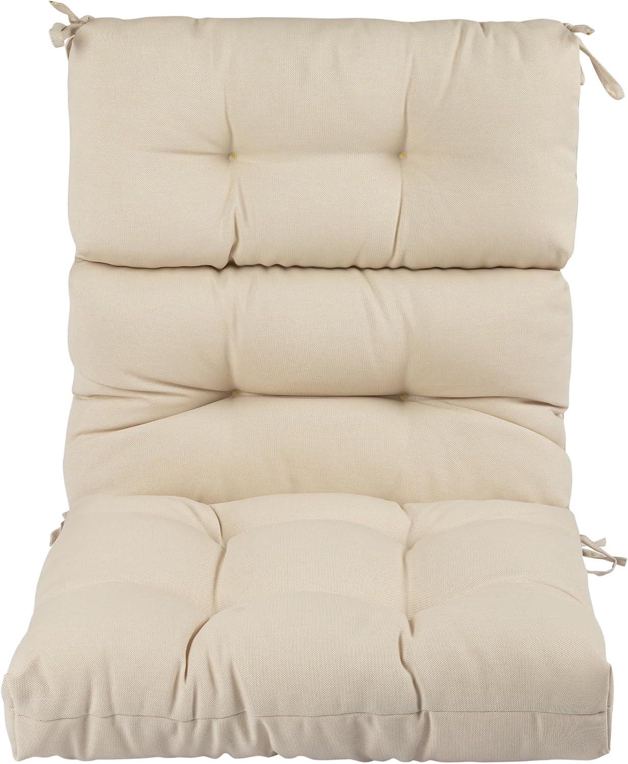 Magpie Fabrics Indoor Outdoor Tufted High Back Chair Cushion Set of 2, Waterproof All-Weather Deep Seating Rocking Chair Patio Chaise Lounge Sun Lounger Chair Cushions(Recycled Cream White)