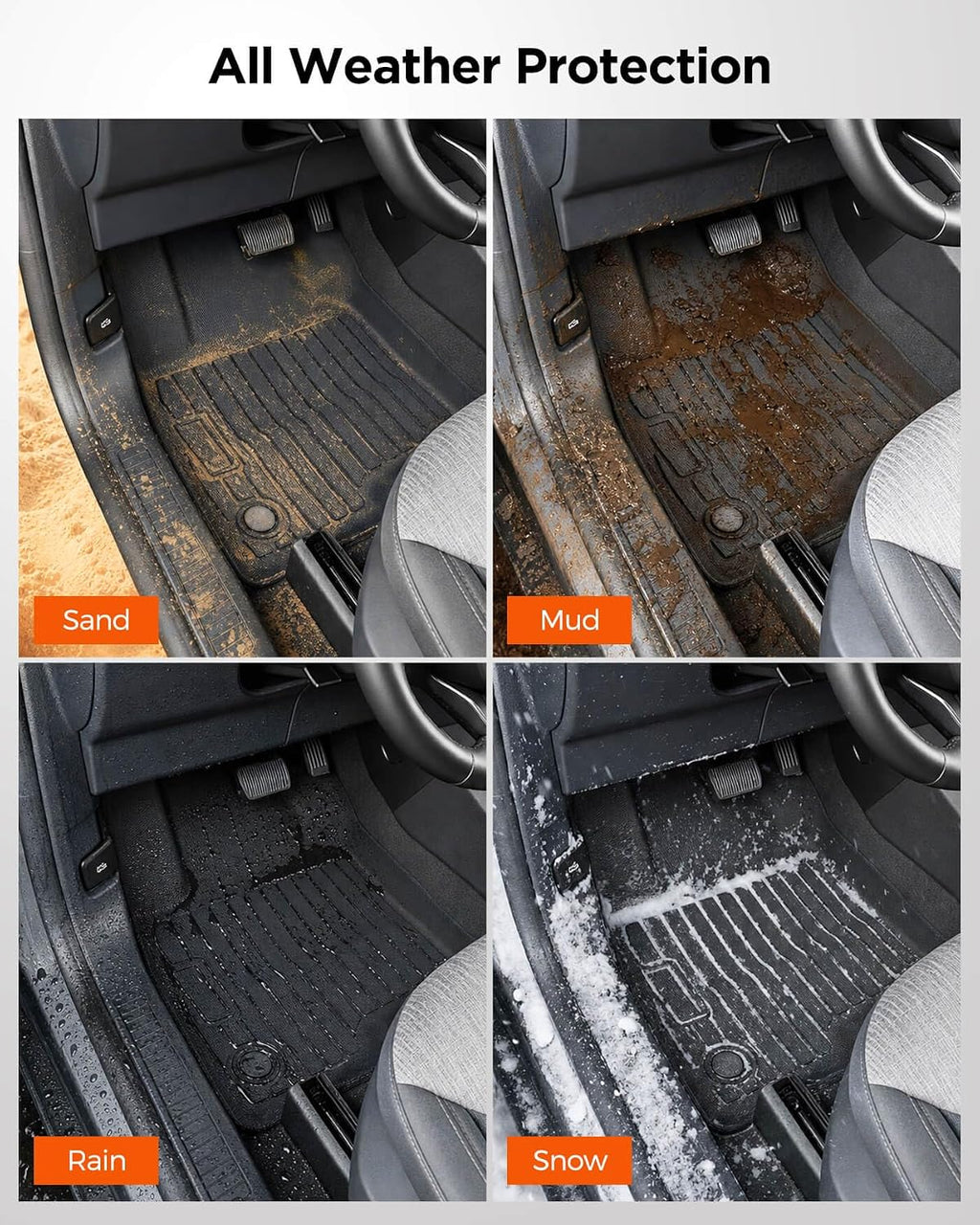 Truck Bed Tailgate Mat & Floor Liners for Ford Maverick Hybrid 2022-2026| Full Set All-Weather Car Rubber Carpet Interior Accessories for Maverick Hybrid 2026 2025 2024 2023 2022 | 9 Pcs