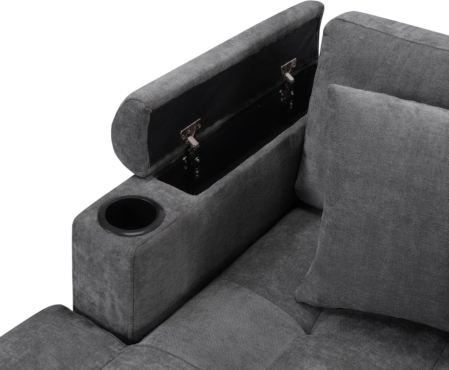 Eafurn Oversized U Shaped Sectional Sofa Tufted Couch w/Left Chaise, 6-Seater Chenille Convertible Corner Couches w/Cup Holders, Storage Armrest and USB Ports