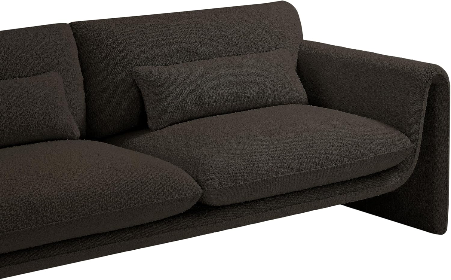 Meridian Furniture 198Brown-S Stylus Collection Modern | Contemporary Boucle Fabric Upholstered Sofa with Rich Brown Boucle Fabric, Curved Arms, 86' W x 38' D x 31' H, Brown