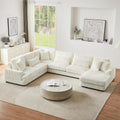 Ball & Cast 129' Oversized Sectional Sofa U-Shaped Sofa Couch with a Chaise Lounge Corduroy Modern Sofas Comfy Couches for Living Room, Beige