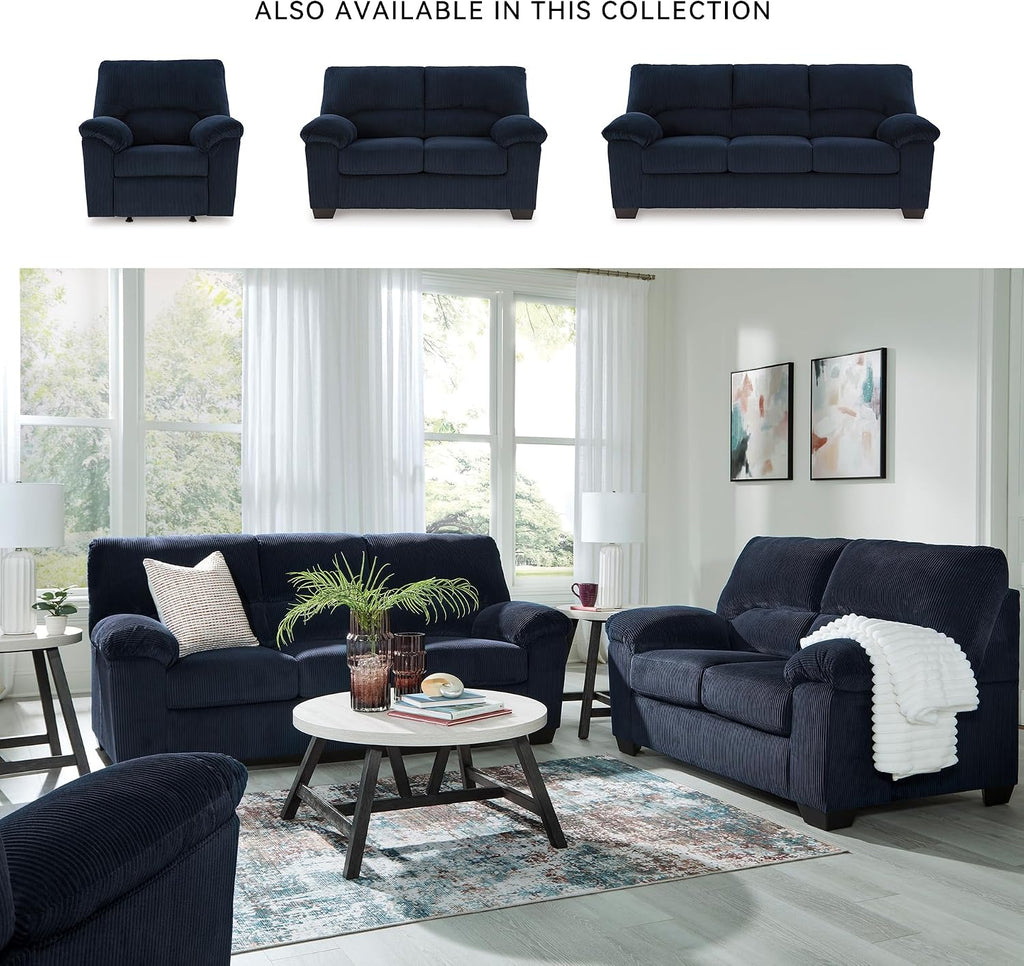 Signature Design by Ashley SimpleJoy Casual Manual Rocker Recliner with Pillow-Top Arms, Blue