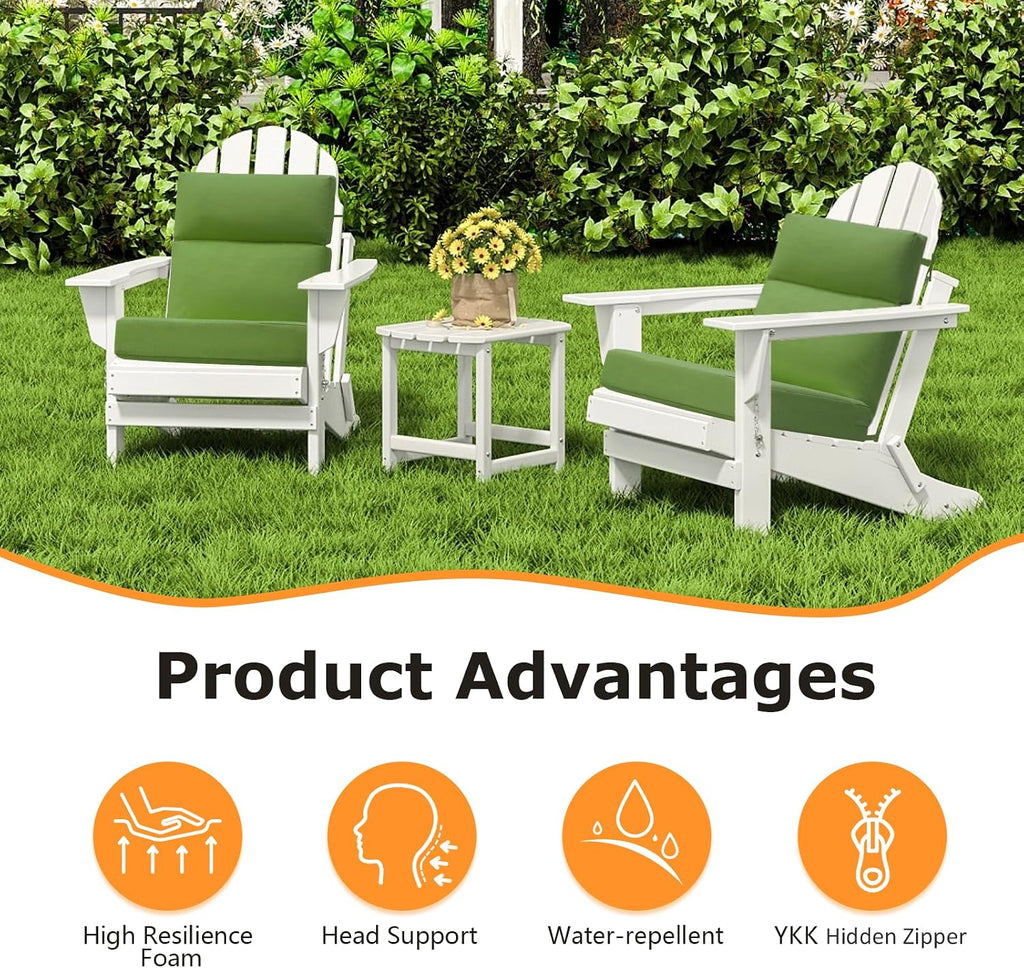 Unimatta Outdoor High Back Chair Cushion Seat Pads, 44 x 21 Inch Water-Repellent & Fade-Resistant Patio Furniture Cushions with Ties for Adirondack, Rocking Chairs, Lawn Green